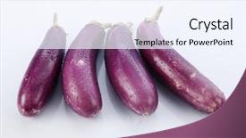  Presentation with eggplant - Slide deck enhanced with eggplant isolated on white background background and a sky blue colored foreground