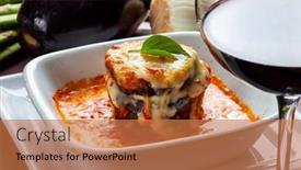  Presentation with eggplant - PPT theme enhanced with eggplant-lasagna-with-tomato-sauce background and a coral colored foreground