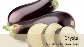  Presentation with eggplant - Presentation theme having eggplant or aubergine vegetable isolated background and a lemonade colored foreground