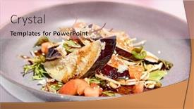  Presentation with palm leaves - Slide set enhanced with eggplant-restaurant-appetizer-plate-restaurant background and a lemonade colored foreground