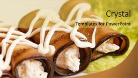  Presentation with eggplant - Amazing slide deck having eggplant-rolls backdrop and a yellow colored foreground