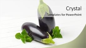  Presentation with sage - Slide set enhanced with eggplants and sage on white background and a white colored foreground