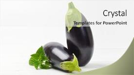  Presentation with sage - PPT theme featuring eggplants and sage on white background and a white colored foreground