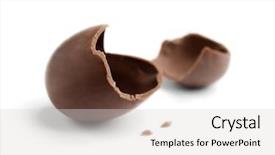 Presentation with white chocolate - Colorful PPT theme enhanced with eggs - cracked chocolate egg isolated backdrop and a light gray colored foreground
