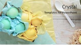  Presentation with dying - Audience pleasing PPT layouts consisting of eggs a box of tissue backdrop and a soft green colored foreground