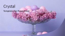  Presentation with easter - Presentation theme consisting of eggs and flowers of lilac background and a sky blue colored foreground