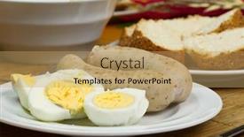  Presentation with sausages - Amazing theme having eggs-and-white-sausages backdrop and a coral colored foreground