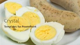  Presentation with sausages - Colorful PPT theme enhanced with eggs-and-white-sausages backdrop and a yellow colored foreground