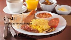  Presentation with eggs egg carton egg box - Theme with eggs bacon sausage beans tomato background and a coral colored foreground