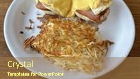  Presentation with muffin - Presentation theme having eggs-benedict-eggs-on-english background and a coral colored foreground