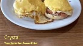  Presentation with muffin - Theme having eggs-benedict-eggs-on-english background and a tawny brown colored foreground