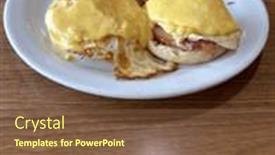  Presentation with muffin - Theme featuring eggs-benedict-eggs-on-english background and a tawny brown colored foreground