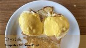  Presentation with muffin - PPT theme having eggs-benedict-eggs-on-english background and a gold colored foreground