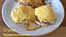  Presentation with muffin - PPT theme enhanced with eggs-benedict-eggs-on-english background and a tawny brown colored foreground