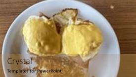  Presentation with muffin - PPT theme enhanced with eggs-benedict-eggs-on-english background and a gold colored foreground