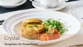  Presentation with salad - Slide set featuring eggs-benedict-with-fresh-salad background and a coral colored foreground