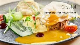  Presentation with restaurant menu - PPT layouts featuring eggs-benedict-with-ham background and a lemonade colored foreground
