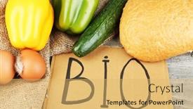  Presentation with bio - Slides consisting of eggs-bread-and-vegetables background and a yellow colored foreground