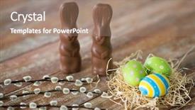  Presentation with holidays - Amazing PPT theme having eggs chocolate bunnies and pussy backdrop and a coral colored foreground
