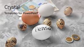  Presentation with pension - Slide set enhanced with eggs euro - egg with word pension background and a light gray colored foreground