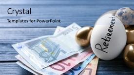  Presentation with retirement planning - PPT theme enhanced with eggs euro - egg with word retirement background and a light blue colored foreground
