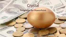  Presentation with gold egg - Amazing PPT theme having eggs euro - gold egg lying on dollars backdrop and a lemonade colored foreground