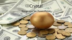  Presentation with gold egg - Theme having eggs euro - gold egg lying on dollars background and a  colored foreground