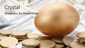  Presentation with gold egg - Beautiful presentation design featuring snow texture young girl on snowy slope at ski resort winter white background with copy space happy hobby backdrop and a sky blue colored foreground