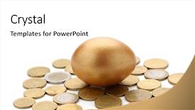  Presentation with gold egg - PPT theme consisting of eggs euro - gold egg lying on dollars background and a  colored foreground