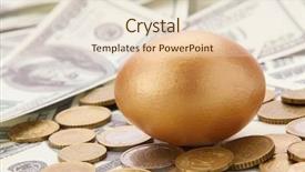  Presentation with gold egg - Colorful PPT theme enhanced with eggs euro - gold egg lying on dollars backdrop and a lemonade colored foreground