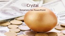  Presentation with gold egg - Presentation design with eggs euro - gold egg lying on dollars background and a lemonade colored foreground