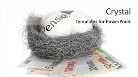  Presentation with pension - Cool new slide deck with eggs euro - money and egg with word backdrop and a white colored foreground