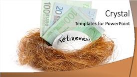  Presentation with retirement planning - Presentation design consisting of eggs euro - money and egg with word background and a white colored foreground