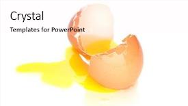  Presentation with broken egg - PPT theme with eggs fall - broken egg on white background background and a pink colored foreground
