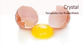  Presentation with broken egg - Presentation theme having eggs fall - broken egg on white background background and a  colored foreground