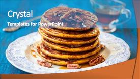  Presentation with syrup - Amazing slide deck having eggs fall - spiced pumpkin pancakes with maple backdrop and a teal colored foreground