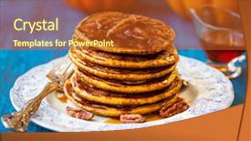  Presentation with syrup - PPT theme featuring eggs fall - spiced pumpkin pancakes with maple background and a crimson colored foreground
