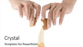  Presentation with cracked - Theme having eggs fall - yolk dropping from cracked raw background and a white colored foreground