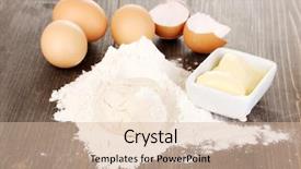  Presentation with butter - PPT layouts with eggs flour and butter close-up on wooden table background and a lemonade colored foreground