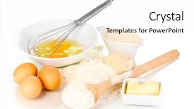  Presentation with butter - Colorful presentation theme enhanced with eggs flour and butter isolated backdrop and a white colored foreground