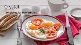  Presentation with white plate - Cool new slides with eggs-fried-overeasy-served backdrop and a light gray colored foreground