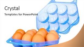  Presentation with plastic - PPT layouts consisting of eggs in blue plastic box background and a white colored foreground