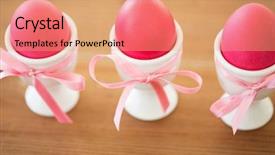  Presentation with pink ribbon - Slides having eggs in ceramic cup holder background and a coral colored foreground