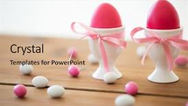  Presentation with jewish holiday symbol jewish food - Theme with eggs in ceramic cup holder background and a lemonade colored foreground