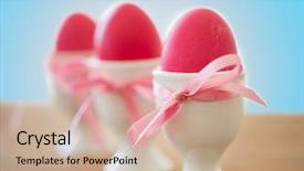  Presentation with blue pink - Slides featuring eggs in ceramic cup holder background and a soft green colored foreground
