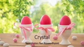  Presentation with pink green - Cool new presentation theme with eggs in ceramic cup holder backdrop and a coral colored foreground