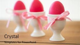  Presentation with holidays - Audience pleasing PPT theme consisting of eggs in ceramic cup holder backdrop and a coral colored foreground