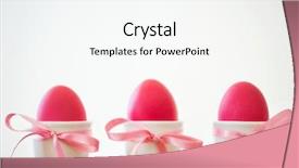  Presentation with pink ribbon - Slide set with eggs in ceramic cup holder background and a white colored foreground