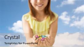  Presentation with happy holidays - Beautiful slide deck featuring eggs in colorful foil wrapper backdrop and a coral colored foreground