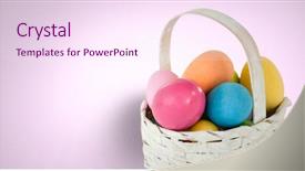  Presentation with easter - Audience pleasing presentation theme consisting of eggs in front of pink backdrop and a pink colored foreground
